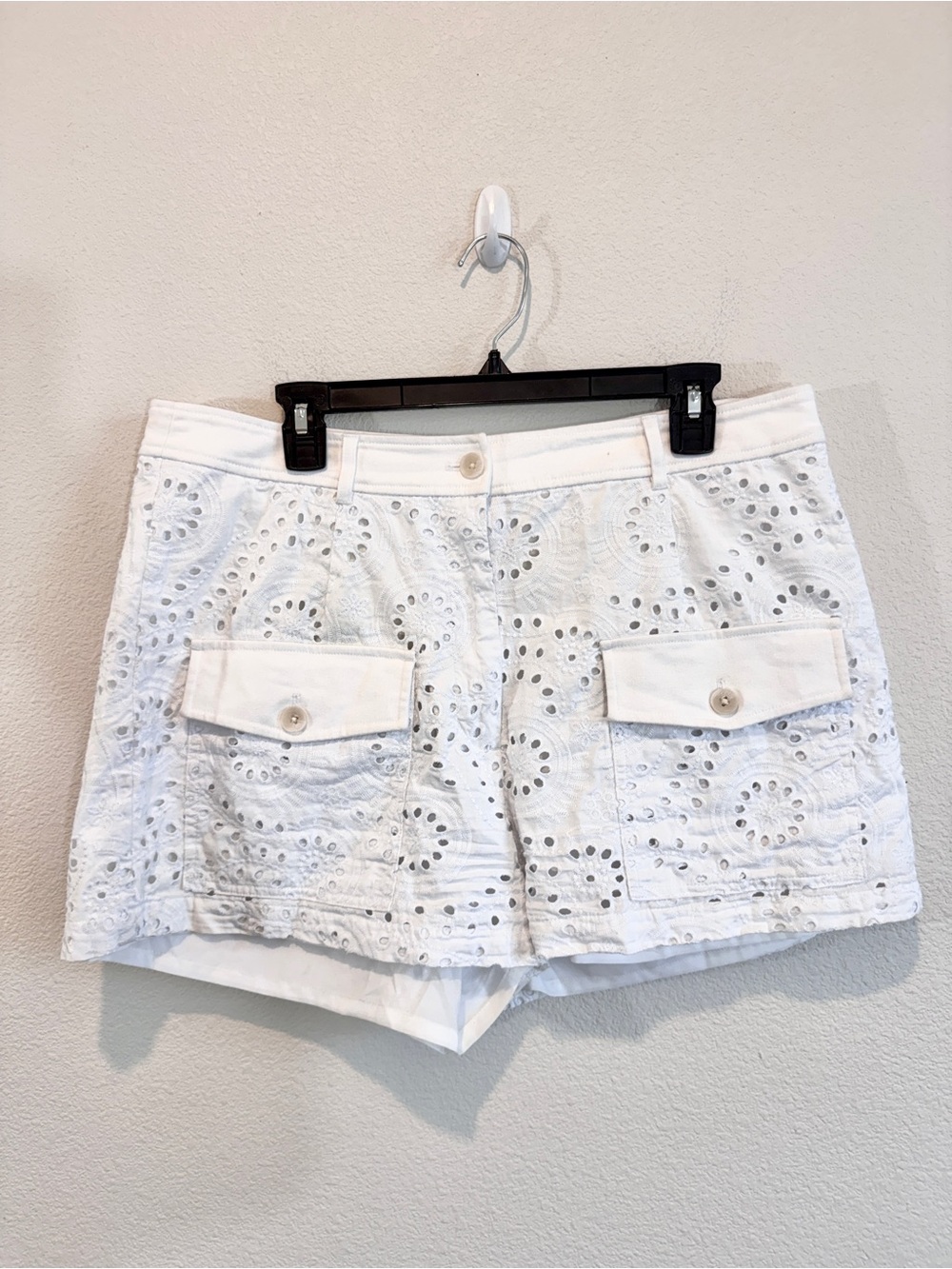Express White Eyelet Embroidered Shorts 14 Coastal Preppy Resort K56